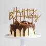 Gold Glitter Happy Birthday Cake Topper, thumbnail 1 of 2