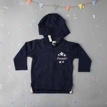 Personalised Baby Hoodie With Hearts Or Stars, 5 of 9
