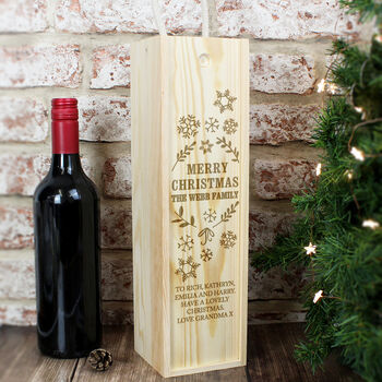 Personalised Merry Christmas Wooden Wine Bottle Box, 2 of 3