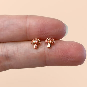 Sterling Silver Red Crystal Toadstool Earrings, 3 of 4