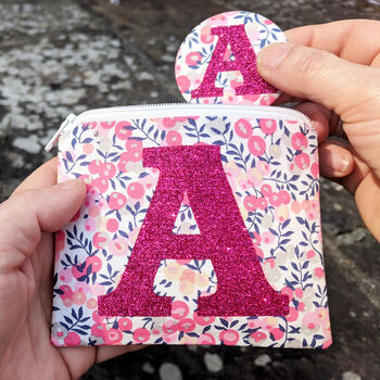 Liberty Glitter Initial Purse And Mirror Birthday Gift, 2 of 5