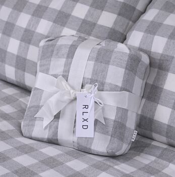King Sz Bed Duvet Cover Brushed Check And Pillow Cases, 2 of 2