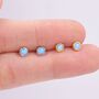 Sterling Silver Tiny Opal Stud Earrings, thumbnail 2 of 12
