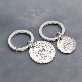 Star Map Memorable Date Sterling Silver Keyring, 5 of 10
