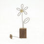 Wire Flower In Wood Block, thumbnail 1 of 7