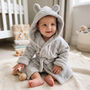 Personalised Soft Baby Grey Dressing Gown With Ears, thumbnail 4 of 12