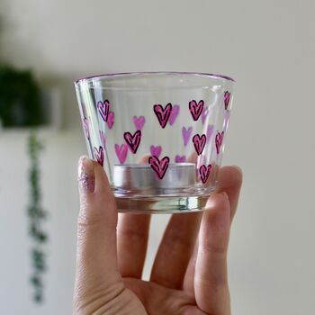 Pink Heart Hand Painted Tea Light Holders, 4 of 6