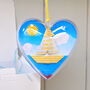 Seaside Paper Sail Boat Heart Personalised Message, thumbnail 2 of 9