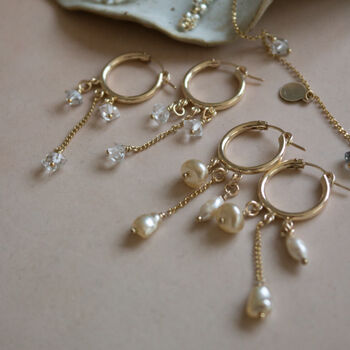 Perla Hoops 14k Gold Filled And Vintage Glass Pearls, 7 of 7