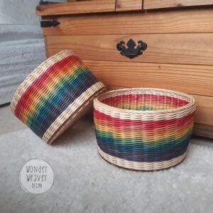 Rainbow Rattan Wicker Basket