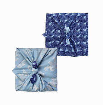 Fabric Gift Wrap Reusable Furoshiki Indigo And Sky, 2 of 7