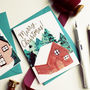 Snowy Cabin Illustrated Christmas Card, thumbnail 1 of 4