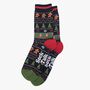 Gingerbread Christmas Fair Isle Bamboo Socks Men's Black, thumbnail 3 of 4
