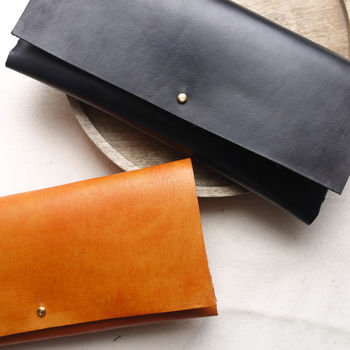 Leather Clutch Bag With Interlocking Seam, 6 of 12