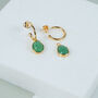 Manhattan Gold Plated And Chrysoprase Gemstone Earrings, thumbnail 1 of 4