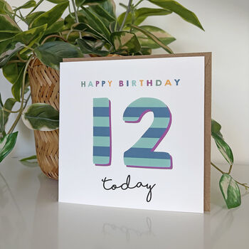 Candy Stripe 12th Birthday Card, 2 of 3