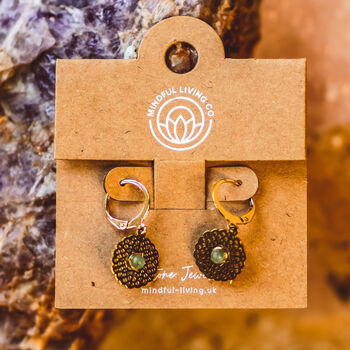 Mandala Inspired Gemstone Earrings – 18 K Gold Plated, 4 of 12