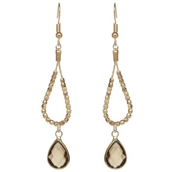 Gold Coloured Bead And Cream Opal Statement Earrings, 5 of 6