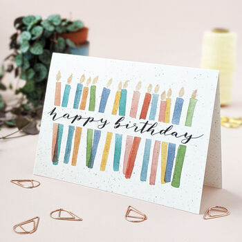Watercolour Candles Birthday Card, 2 of 3