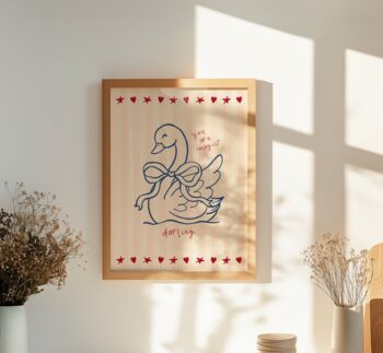 Magic Darling Swan Wall Art Print Kids Bedroom Poster Vintage Striped, 5 of 5