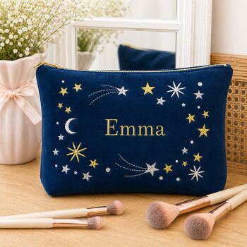 Personalised Embroidered Mothers Day Velvet Make Up Bag Accessories Pouch Gift, 2 of 12