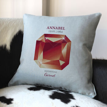 Personalised January Garnet Birthstone Cushion, 3 of 4