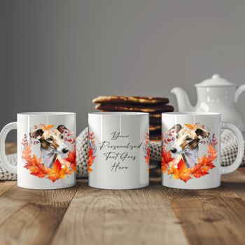 Personalised Dog Mug Greyhound In An Autumn Wreath, 2 of 2