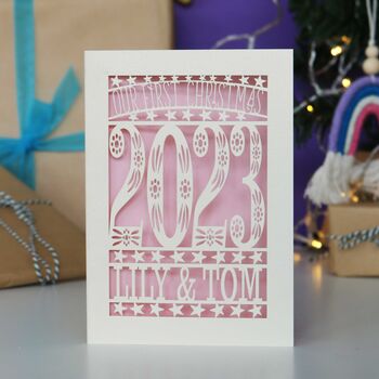 Our First Christmas 2023 Personalised Papercut Card, 4 of 11