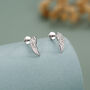Sterling Silver Angel Wing 16 G Flat Back Labret Earrings, thumbnail 1 of 12