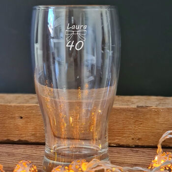 40th Birthday Bow Tie Beer Glass, 7 of 9