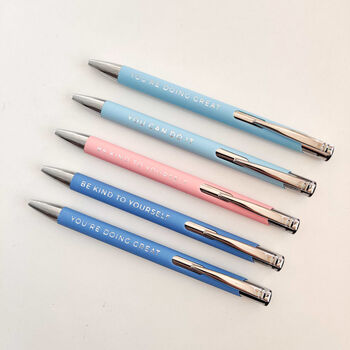 Encouraging Pen: 'Be Kind To Yourself' In Dusky Blue, 4 of 4