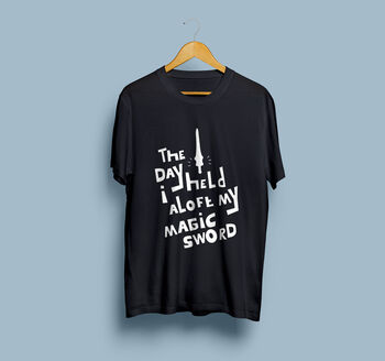 80s Cartoon Fantasy Graphic T Shirt 'The Day I Held Aloft My Magic Sword', 2 of 2