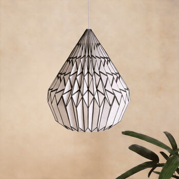 Black White Pinstripe Pattern Origami Lampshade, 3 of 5