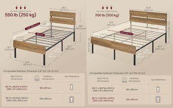 LED Metal Bed Frame With Charging Ports, 2 of 7
