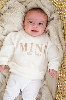 Child's Mini Est Personalised Embroidered Sweatshirt Jumper With Optional Matching Mama, 8 of 12