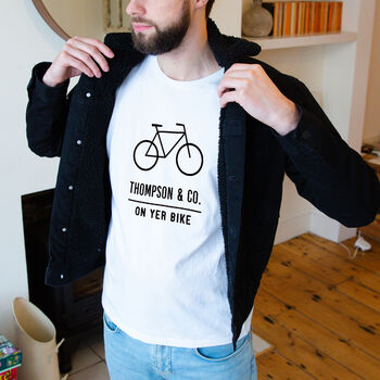 'On Yer Bike' Personalised Adventure Men's T Shirt, 3 of 11