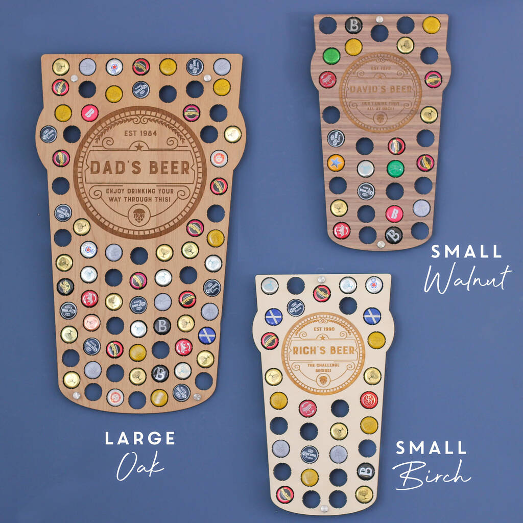 Personalised Pint Glass Beer Bottle Collector Wall Art By That's Nice That