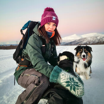 Rhubarb Patchwork Reflective Superbobble Hat, 3 of 5