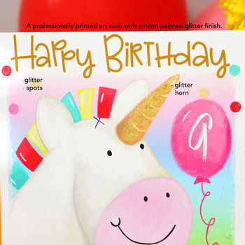 Personalised Unicorn Rainbow Birthday Card, 7 of 8