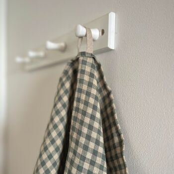 Sea Green Check Linen Tea Towel, 2 of 3