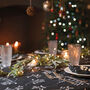 Luxury Christmas Tablecloth Mistletoe Dark Navy Blue, thumbnail 1 of 8
