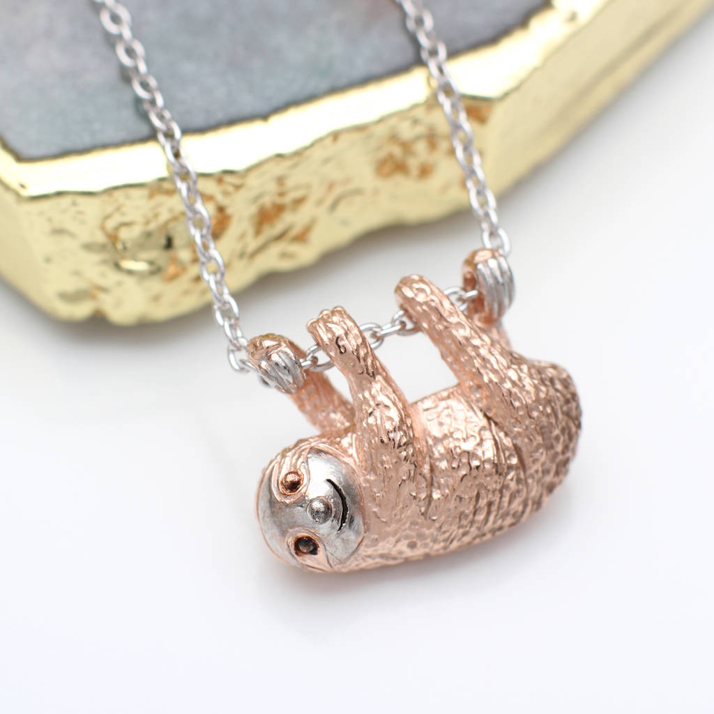 sloth necklace sterling silver