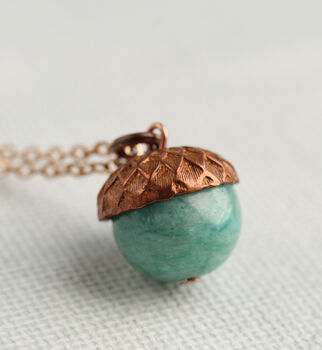 Turquoise Acorn Necklace Pendant With Amazonite Gemstone, 4 of 6