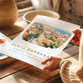 Travel Destination Landmark Art Posters For Santa Barbara California, 4 of 7