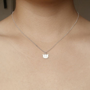 Small Cat Face Necklace With Diamonds, 4 of 5