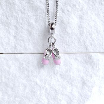 Baby Girl Pink Shoes Charm 925 Sterling Silver Gift For Newborn Mothers Necklace Jewellery, 3 of 5