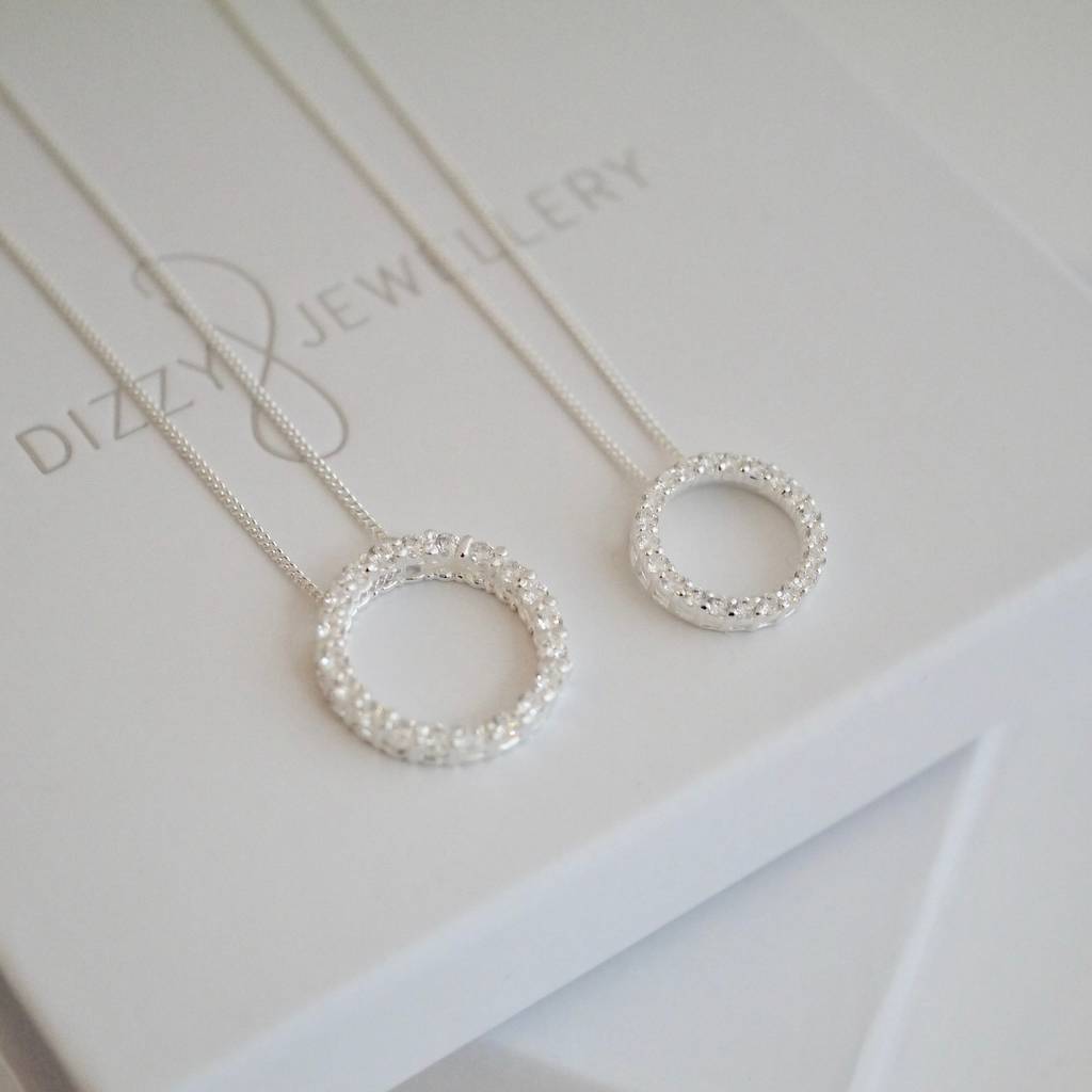 Sterling Silver Crystal Eternity Circle Necklace By Dizzy