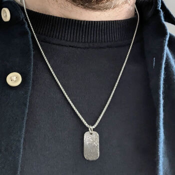 Fingerprint Small Dog Tag Stainless Steel Necklace, 2 of 5