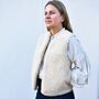 Wool Merino Short Gilet In Beige, thumbnail 4 of 10