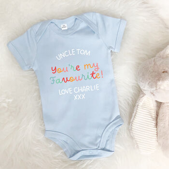 Uncle You're My Favourite Personalised Bright Babygrow, 2 of 6